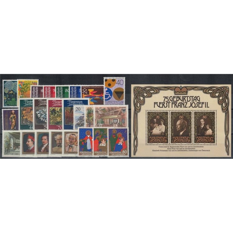 LIECHTENSTEIN 1981 Annata Completa 24v + 1 BF MNH**