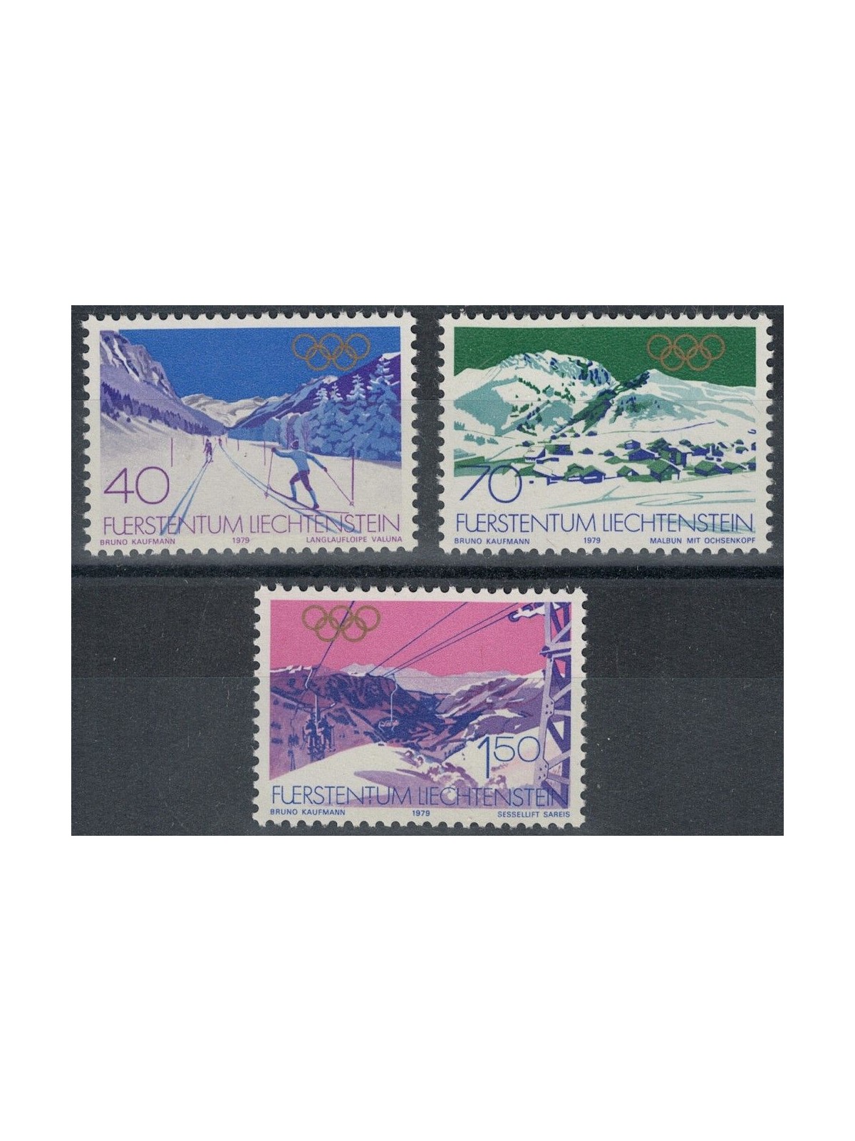 LIECHTENSTEIN 1979 Winter Olympic Games 3v MNH**