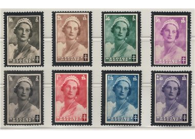 BELGIUM 1935 Mourning Queen Astrid 8v MNH**