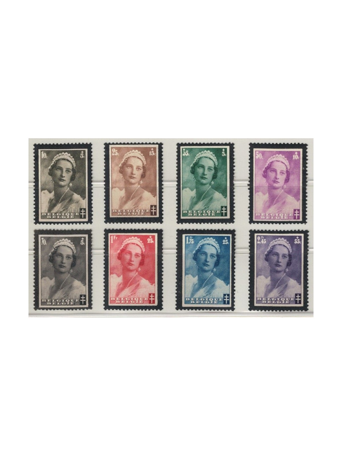 BELGIUM 1935 Mourning Queen Astrid 8v MNH**