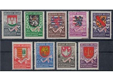 BELGIUM 1941 Winter Relief, Coats of Arms 9v MNH**