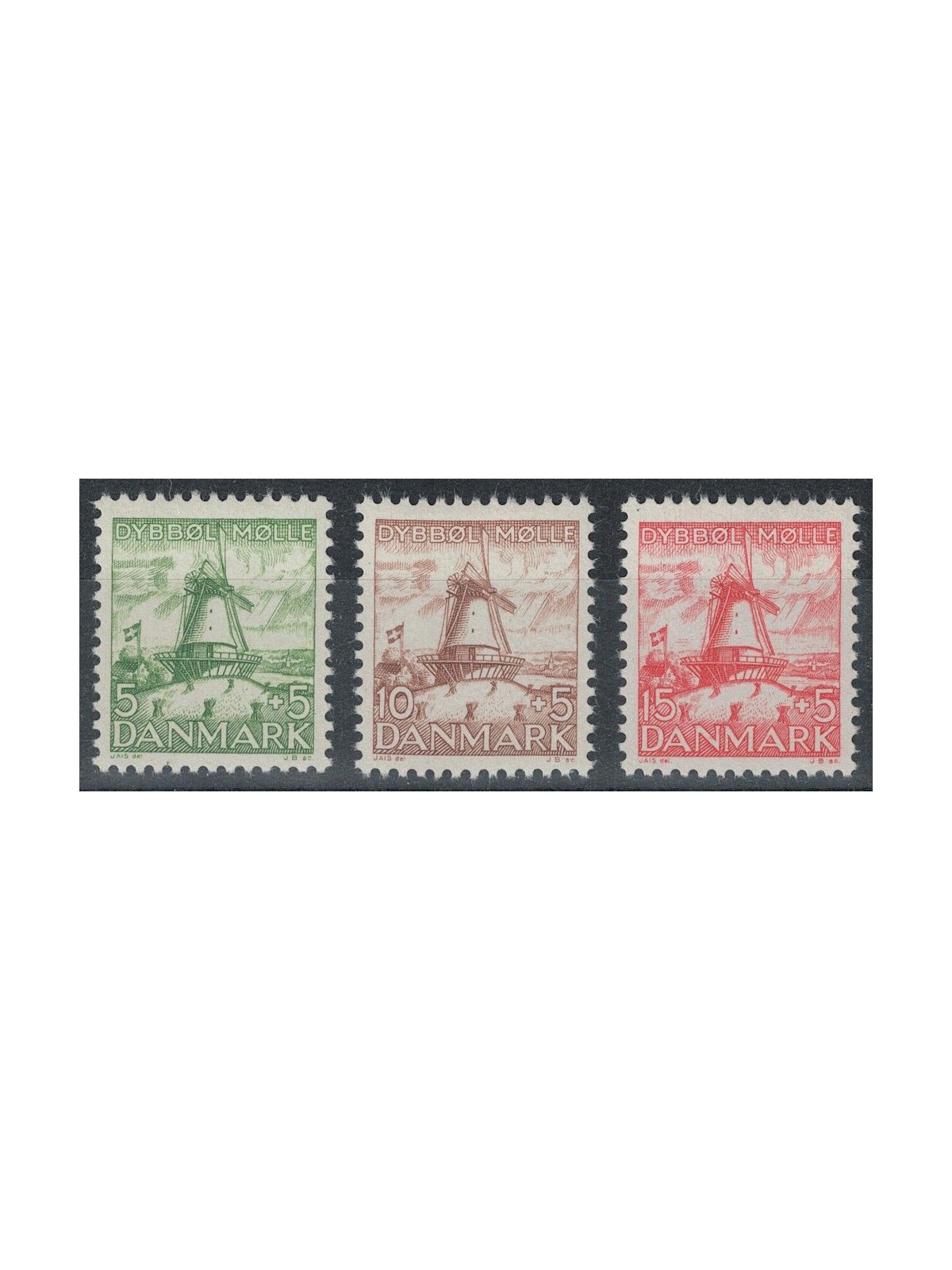 DENMARK 1937 Pro monument to HP Hansens 3v MH*