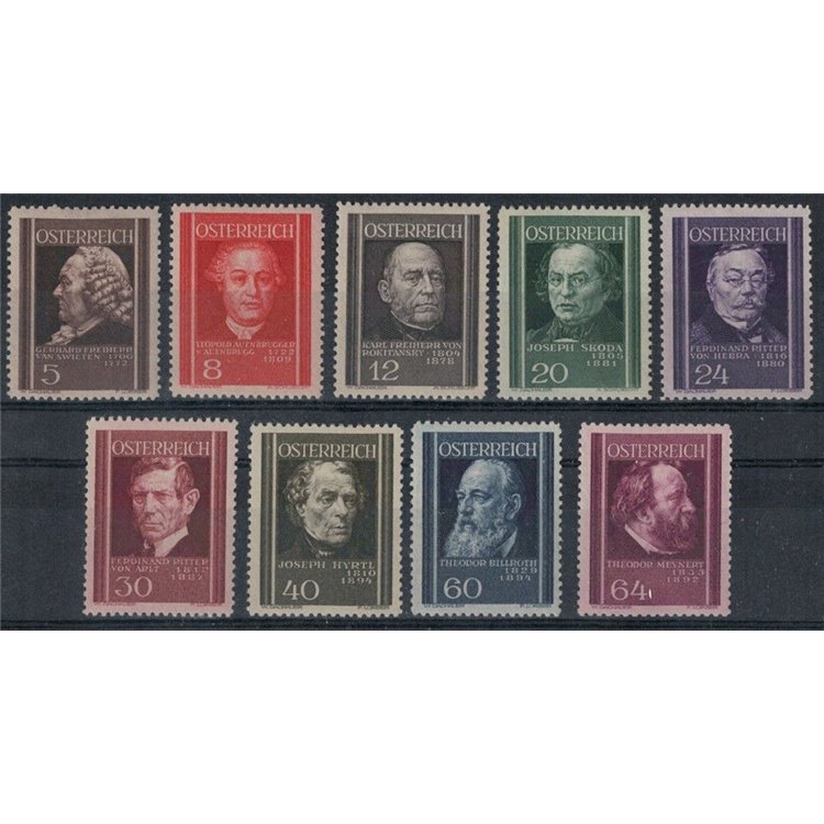 AUSTRIA 1937 Austrian Doctors 9v MNH**