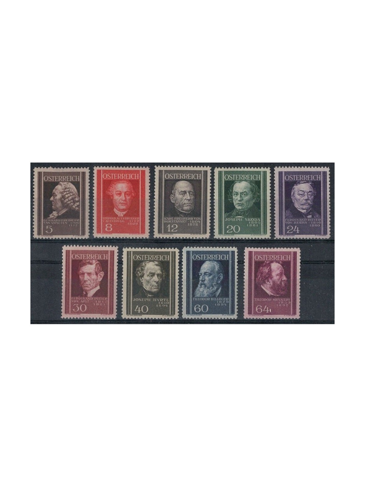 AUSTRIA 1937 Medici austriaci 9v MNH**