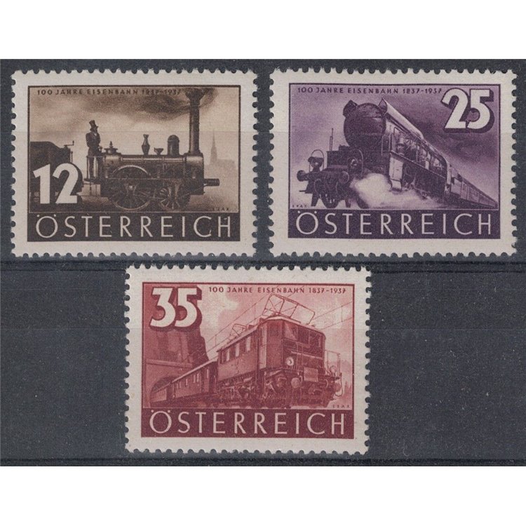 AUSTRIA 1937 Centenary of the Railways 3v MNH**