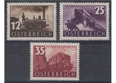 AUSTRIA 1937 Centenary of the Railways 3v MNH**