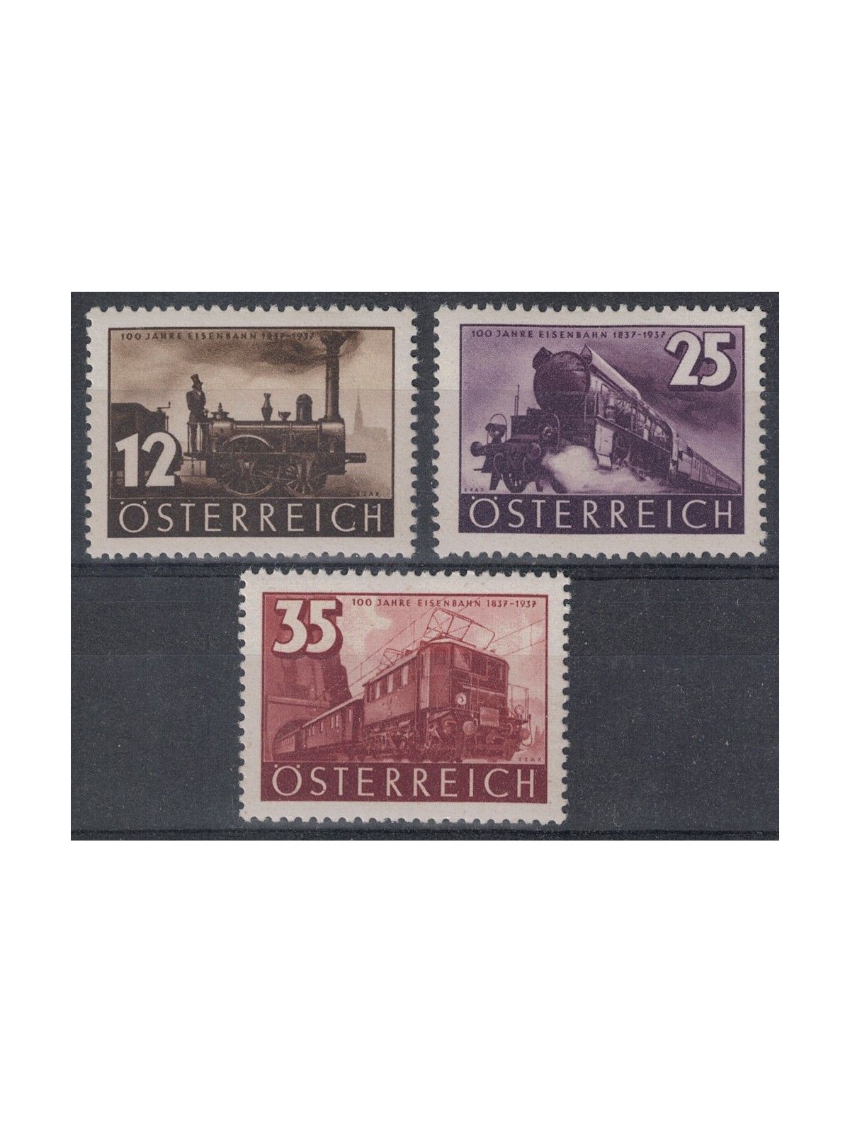 AUSTRIA 1937 Centenary of the Railways 3v MNH**