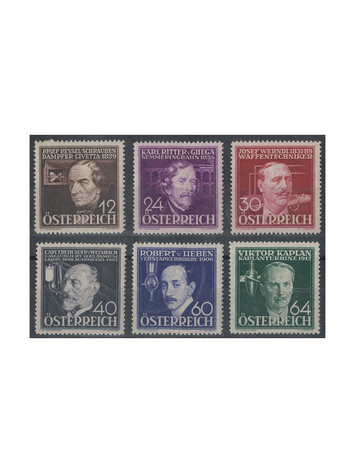 AUSTRIA 1936 Technicians and inventors 6v MNH**