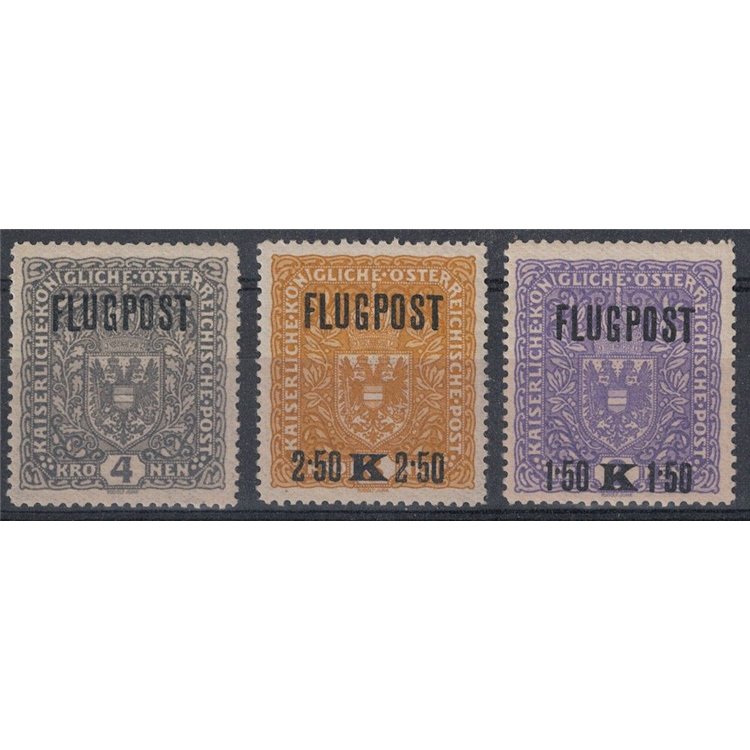 AUSTRIA 1918 Posta aerea, Flugpost 3v MH*