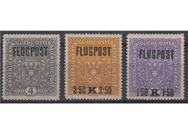 AUSTRIA 1918 Posta aerea, Flugpost 3v MH*