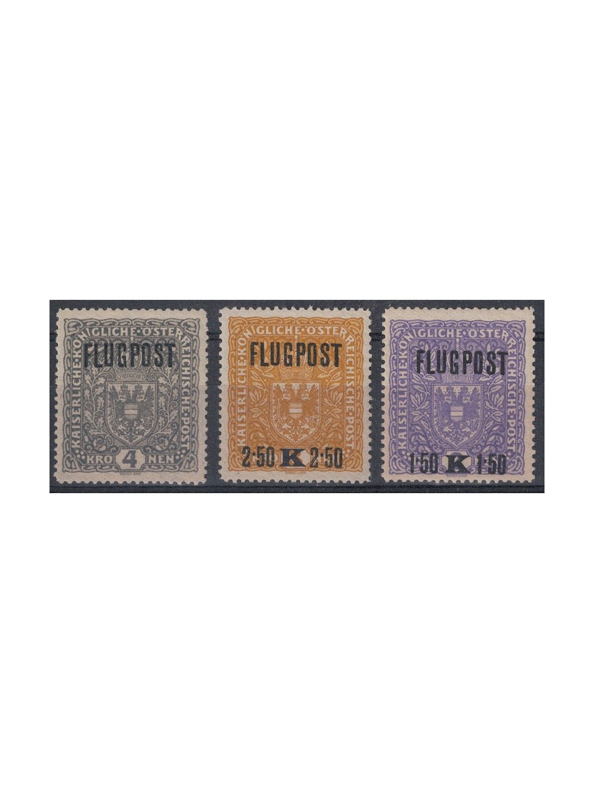 AUSTRIA 1918 Posta aerea, Flugpost 3v MH*