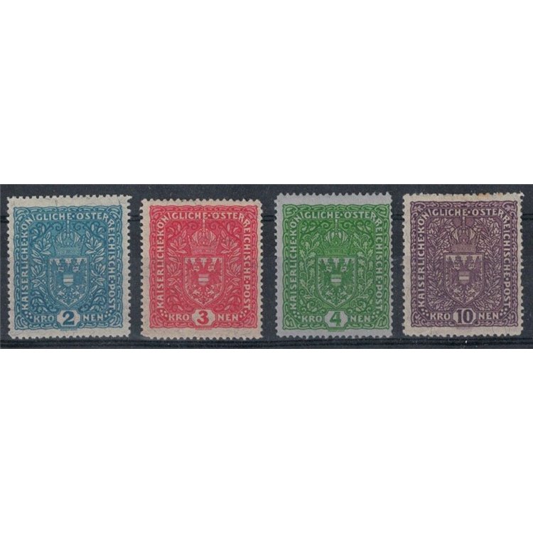 AUSTRIA 1916-18 Francesco Giuseppe I, alti valori 4v MH*