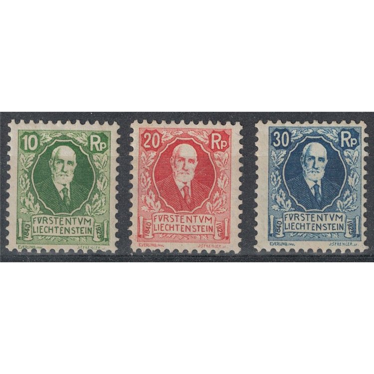LIECHTENSTEIN 1925 Birthday of Prince John II 3v MH*