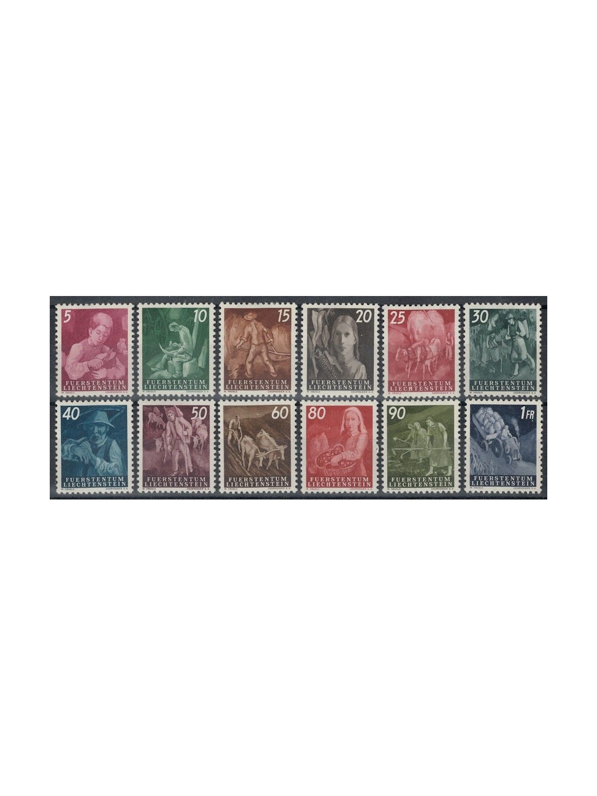 LIECHTENSTEIN 1951 Subjects of Peasant Life 12v MH*