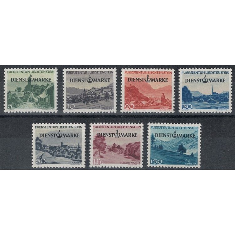 LIECHTENSTEIN 1947 Vedute, francobolli di servizio 7v MH*