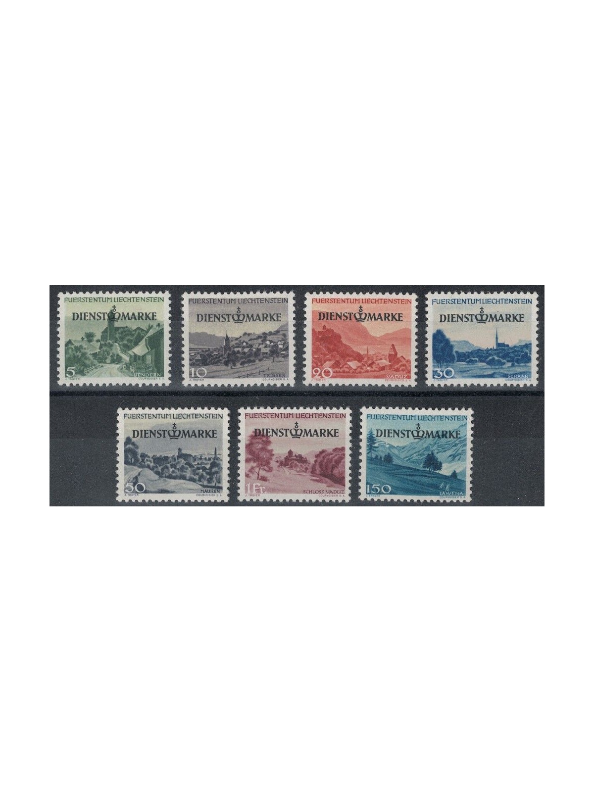 LIECHTENSTEIN 1947 Views, official stamps 7v MH*