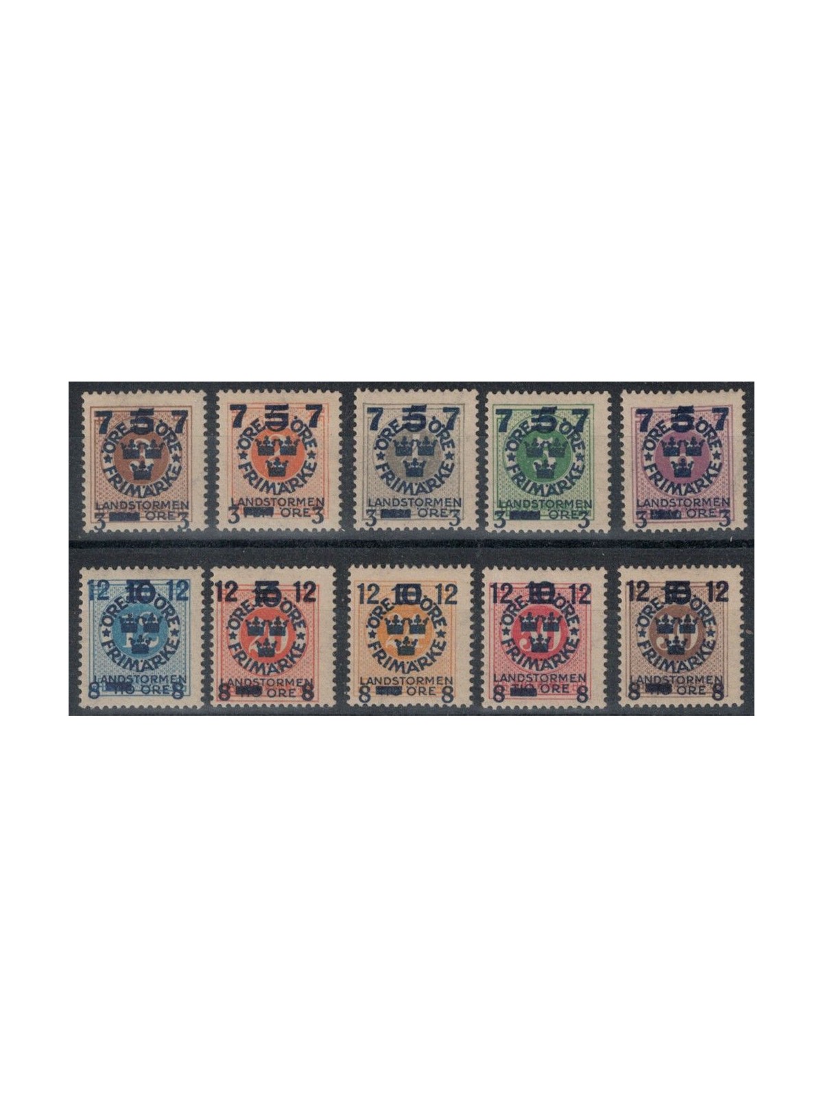 SWEDEN 1918 Pro Militia Territoriale overprinted 10v MH*