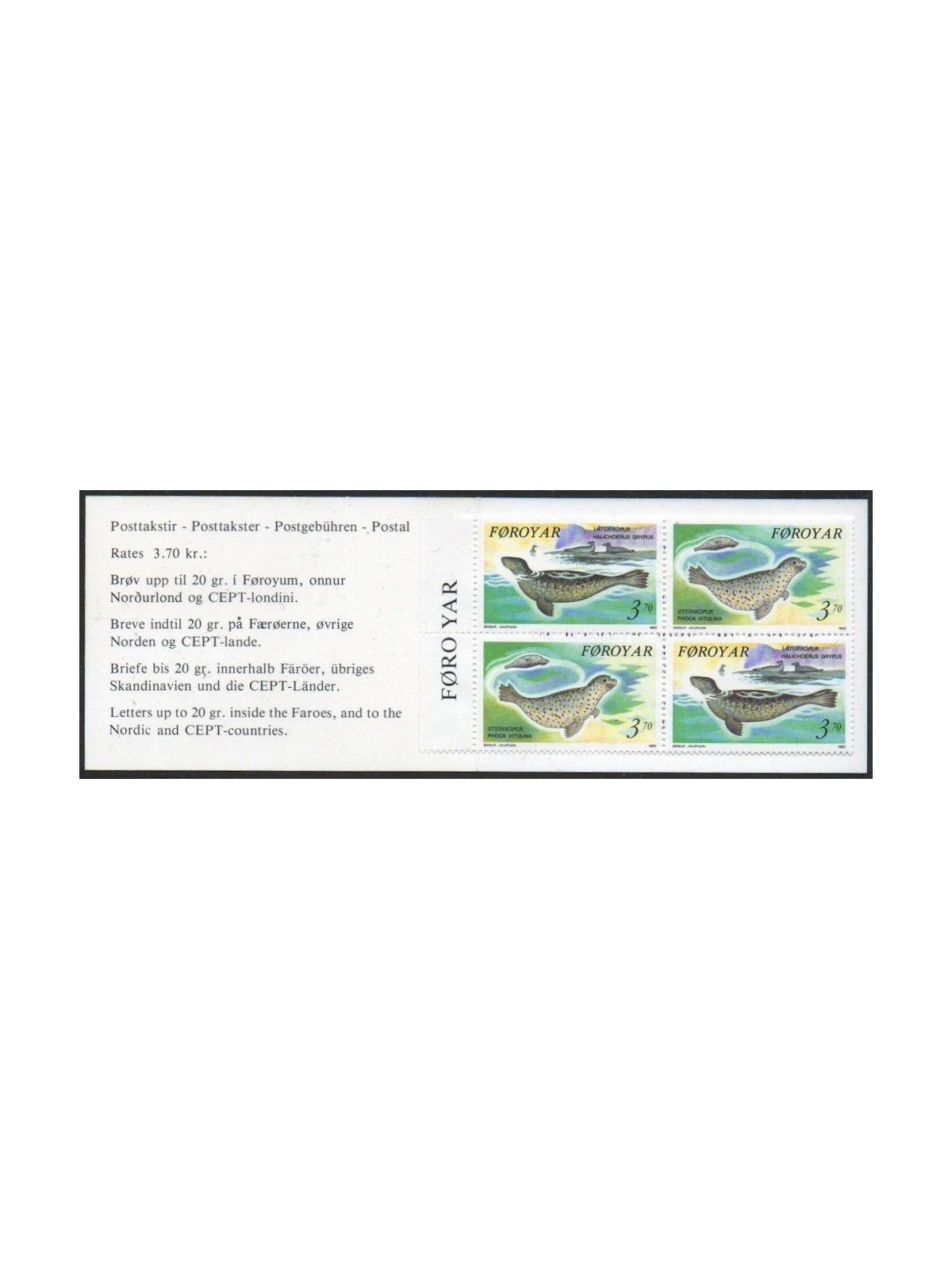 FAROERS 1992 Fauna, seals booklet MNH**