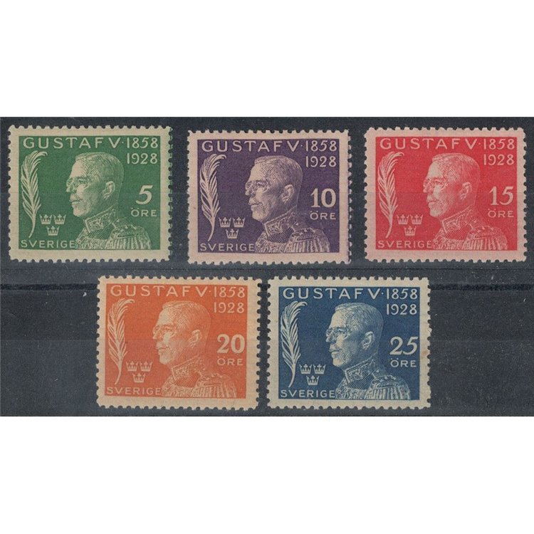 SWEDEN 1928 Birthday of King Gustav V 5v MH*