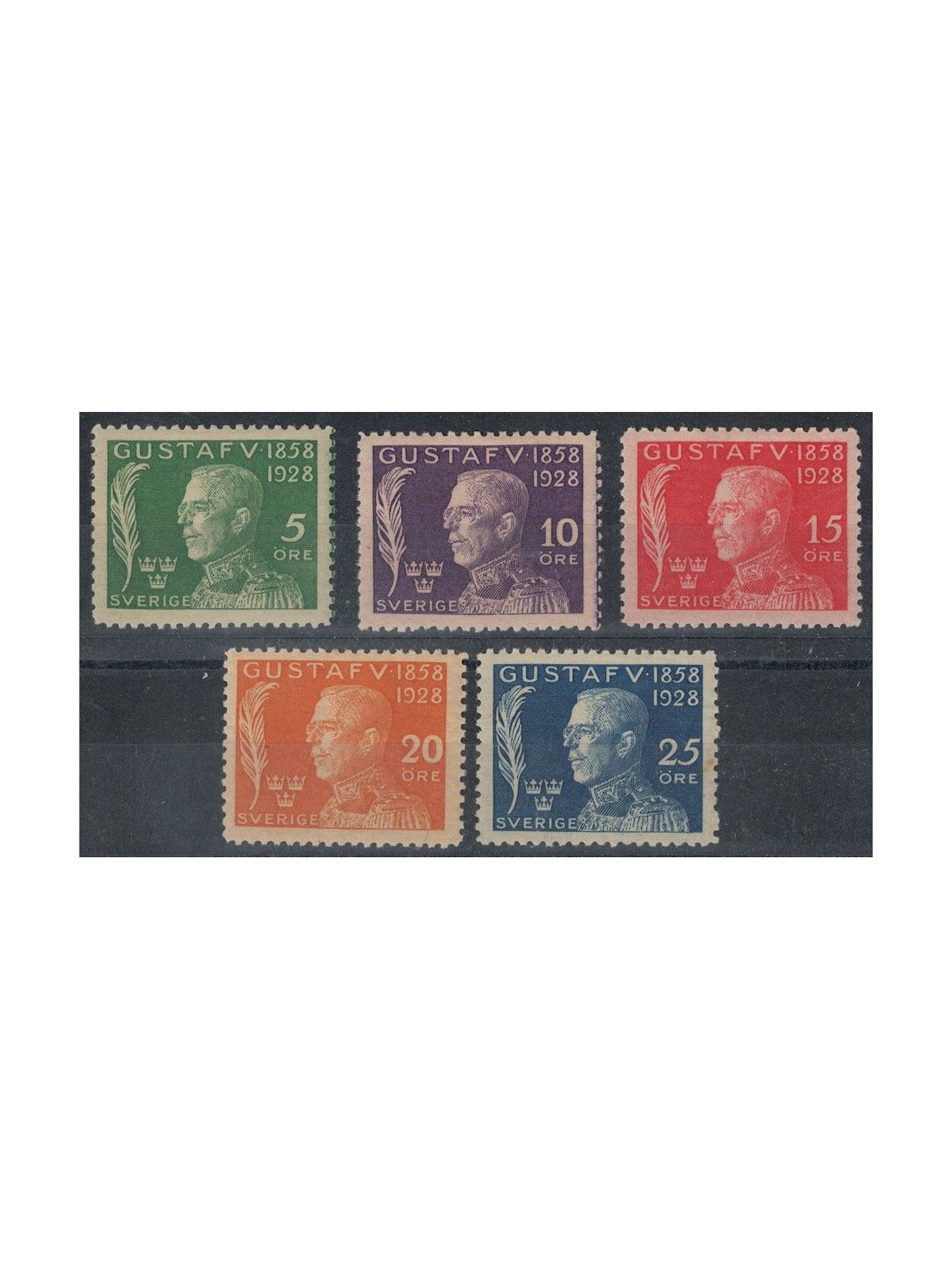 SVEZIA 1928 Compleanno di Re Gustavo V 5v MH*