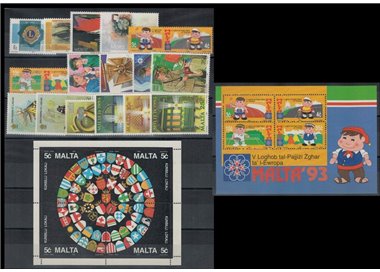 MALTA 1993 Annata completa 18v + 2 BF MNH**