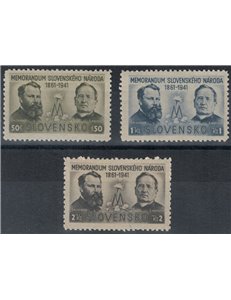 SLOVACCHIA 1941 Memorandum a Francesco Giuseppe 3v MNH**