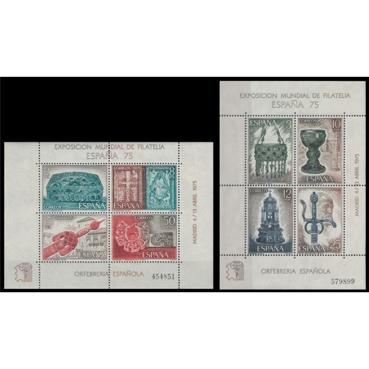 SPAIN 1975 Philatelic Exhibition 2 s/s MNH**