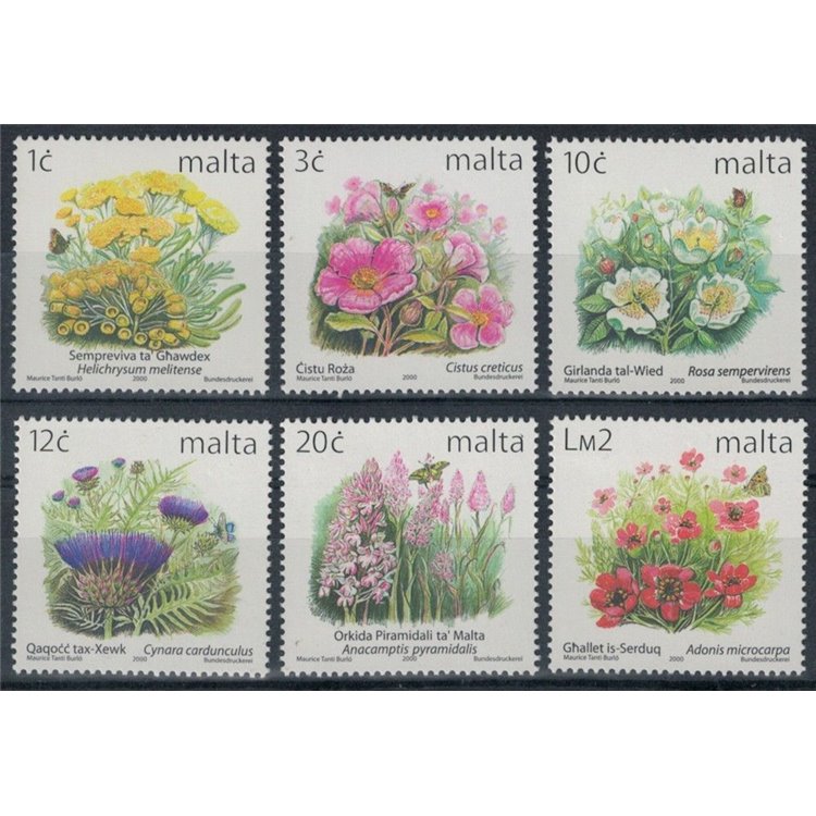MALTA 2000 Fiori 6v MNH**