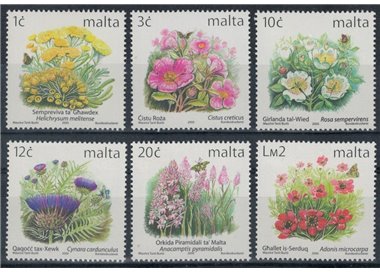 MALTA 2000 Flowers 6v MNH**