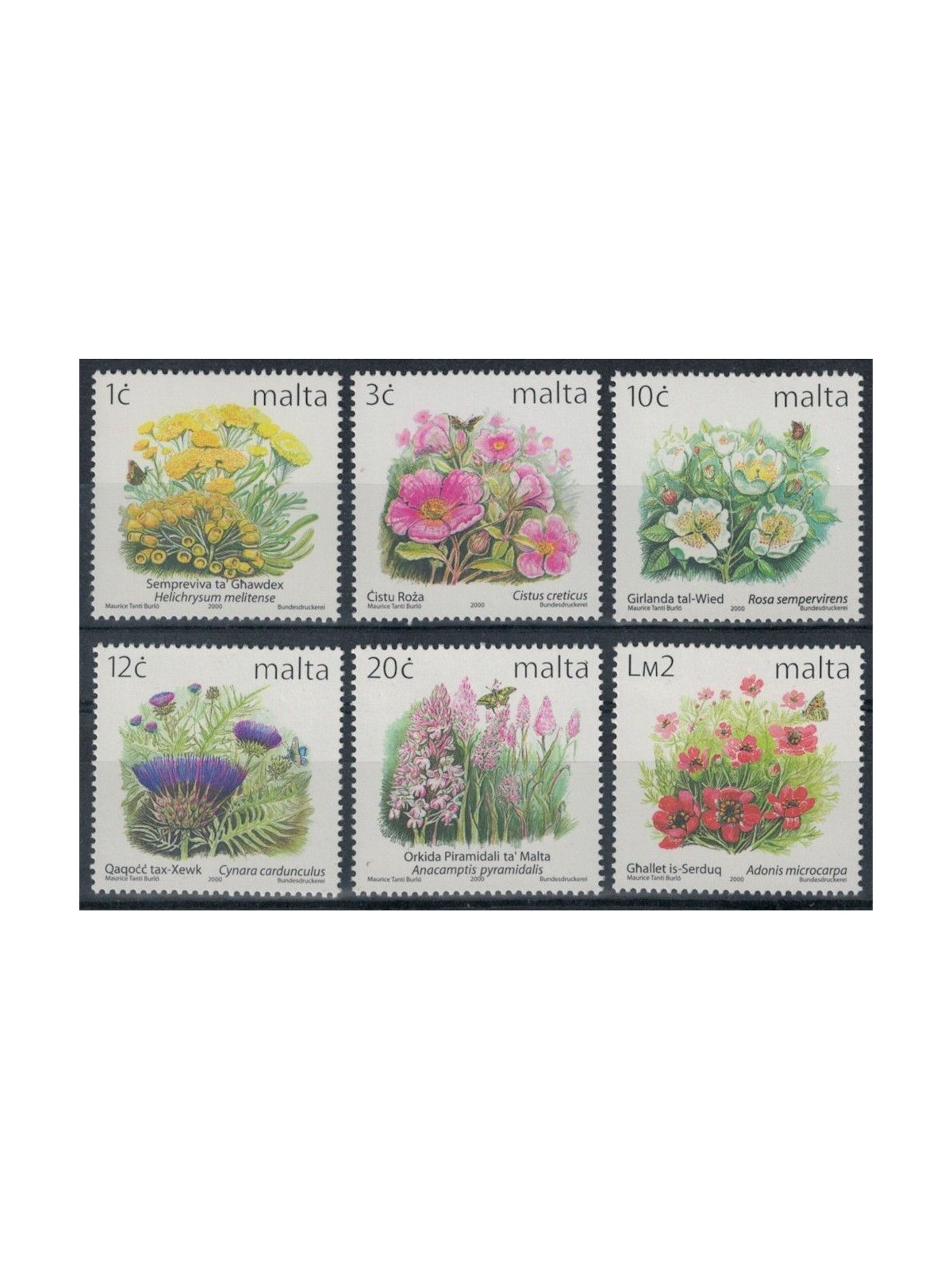 MALTA 2000 Flowers 6v MNH**