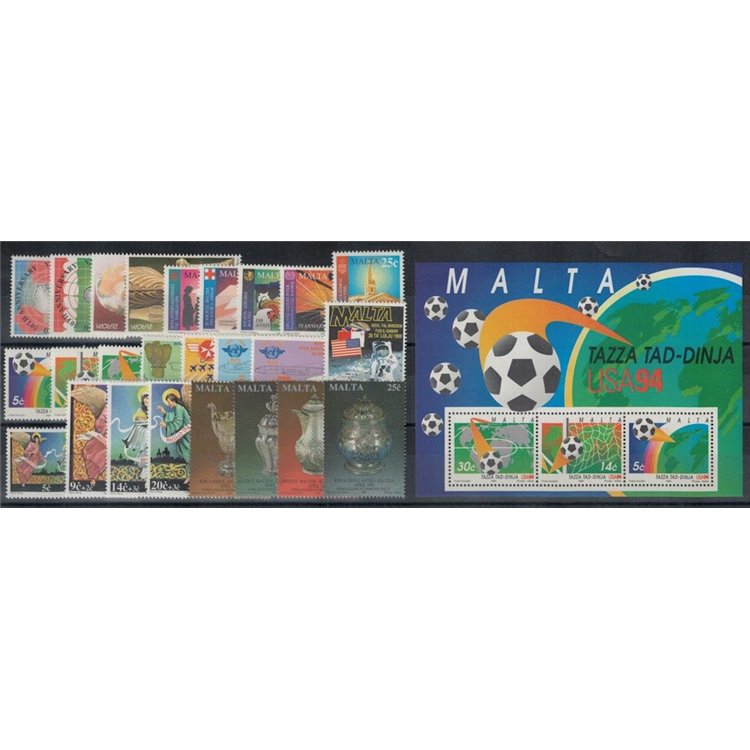MALTA 1994 Annata completa 25v + 1 BF MNH**