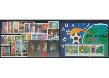 MALTA 1994 Complete Year 25v + 1 s/s MNH**