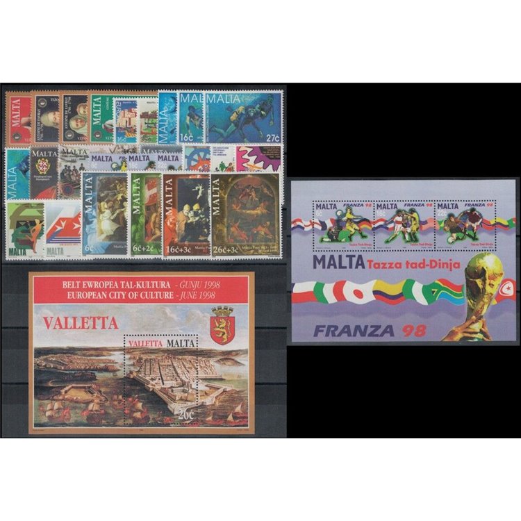 MALTA 1998 Complete Year 26v + 2 s/s MNH**