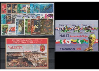 MALTA 1998 Annata completa 26v + 2 BF MNH**