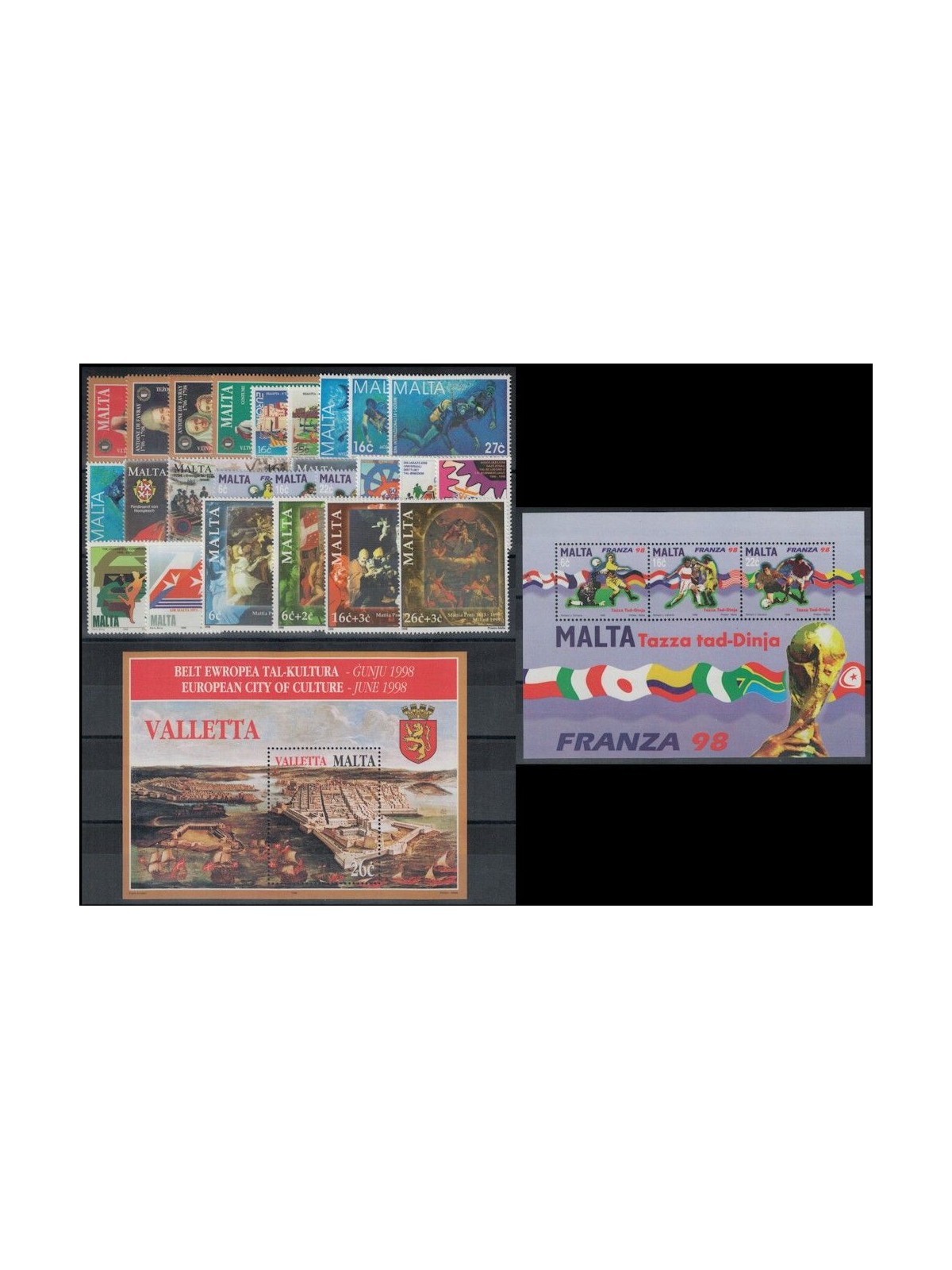 MALTA 1998 Annata completa 26v + 2 BF MNH**