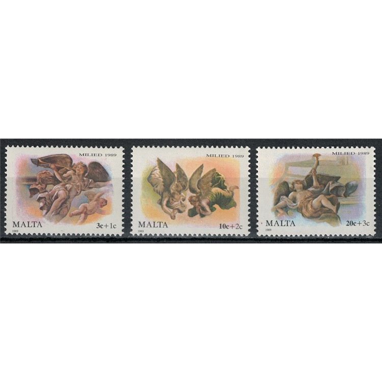MALTA 1989 Natale, Mattia Preti 3v MNH**