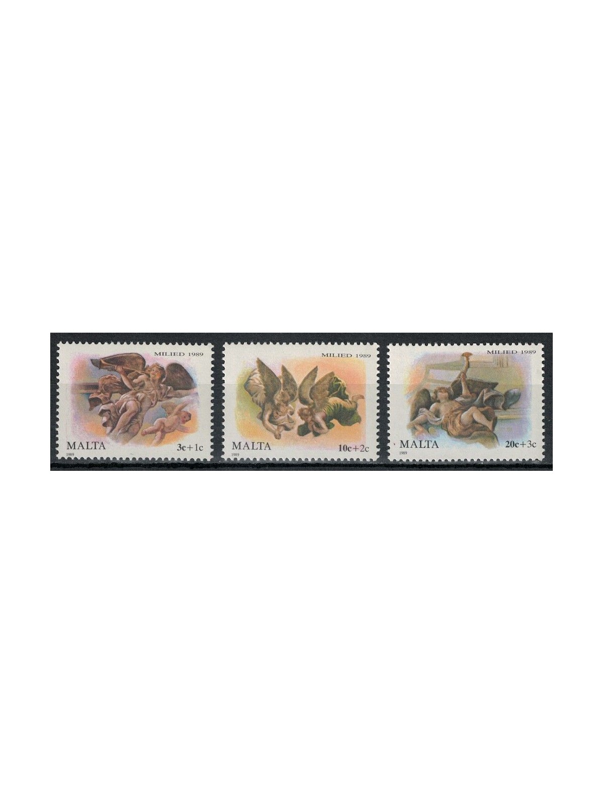 MALTA 1989 Natale, Mattia Preti 3v MNH**