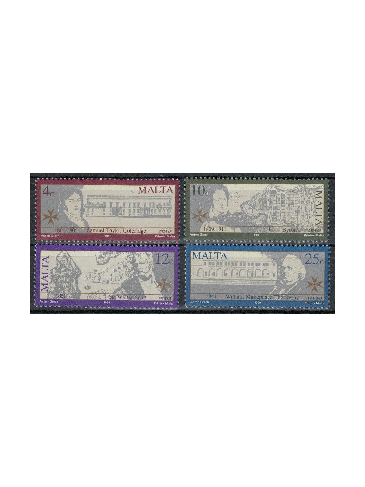 MALTA 1990 Letterati inglesi 4v MNH**