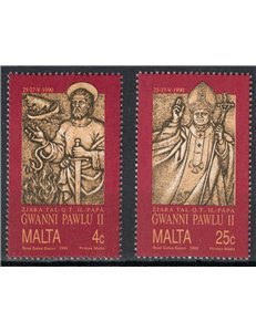 MALTA 1990 Pope's Visit 2v MNH**