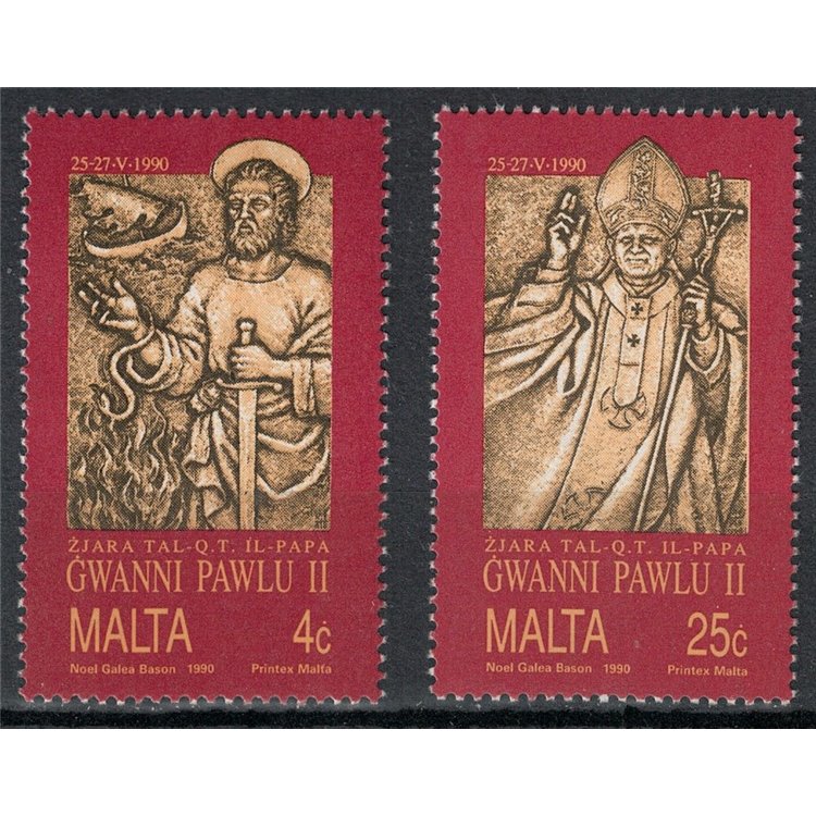 MALTA 1990 Pope's Visit 2v MNH**