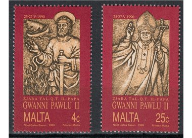 MALTA 1990 Pope's Visit 2v MNH**