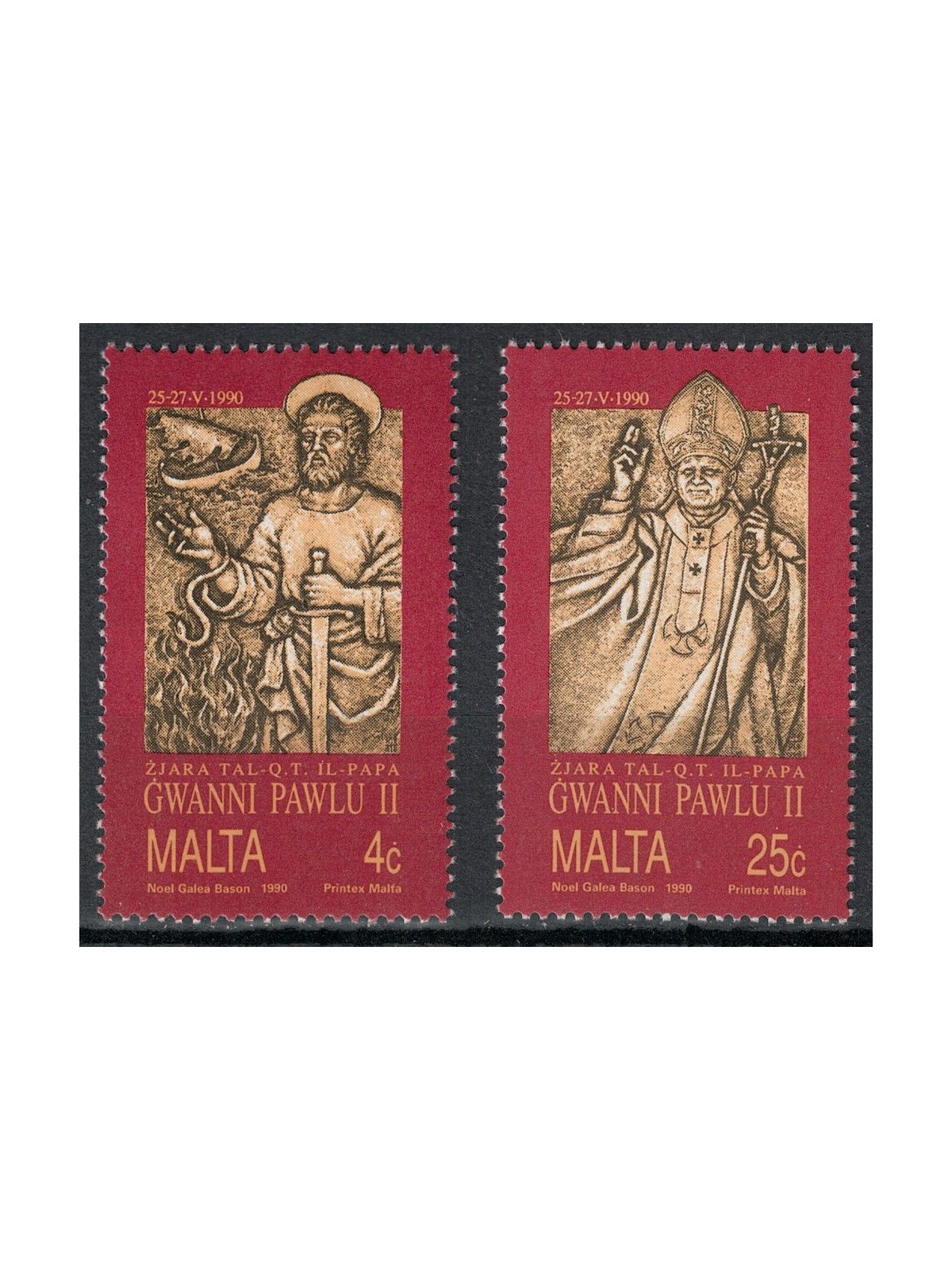 MALTA 1990 Visita del Papa 2v MNH**
