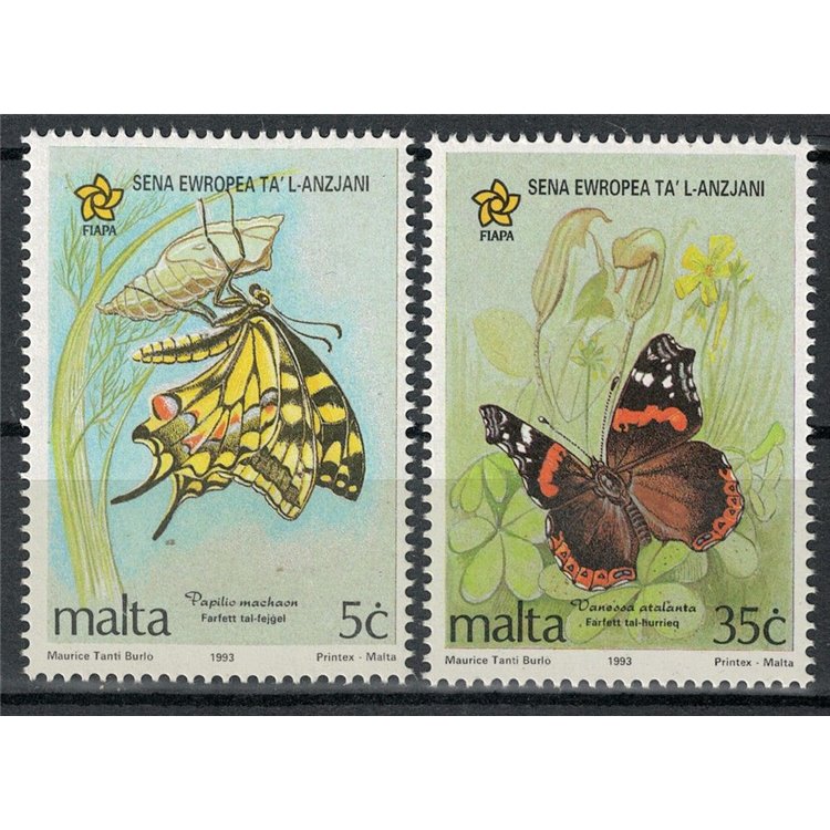 MALTA 1993 Butterflies, Year of the Elderly 2v MNH**