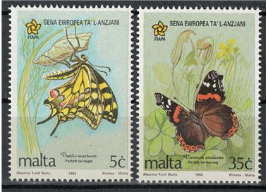MALTA 1993 Farfalle, anno degli anziani 2v MNH**