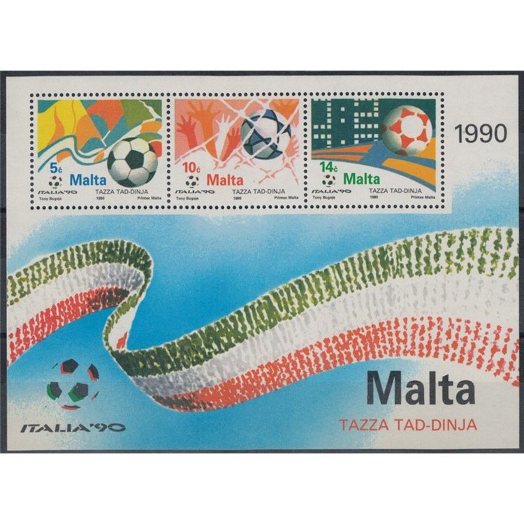 MALTA 1990 Coppa del mondo di calcio BF MNH**