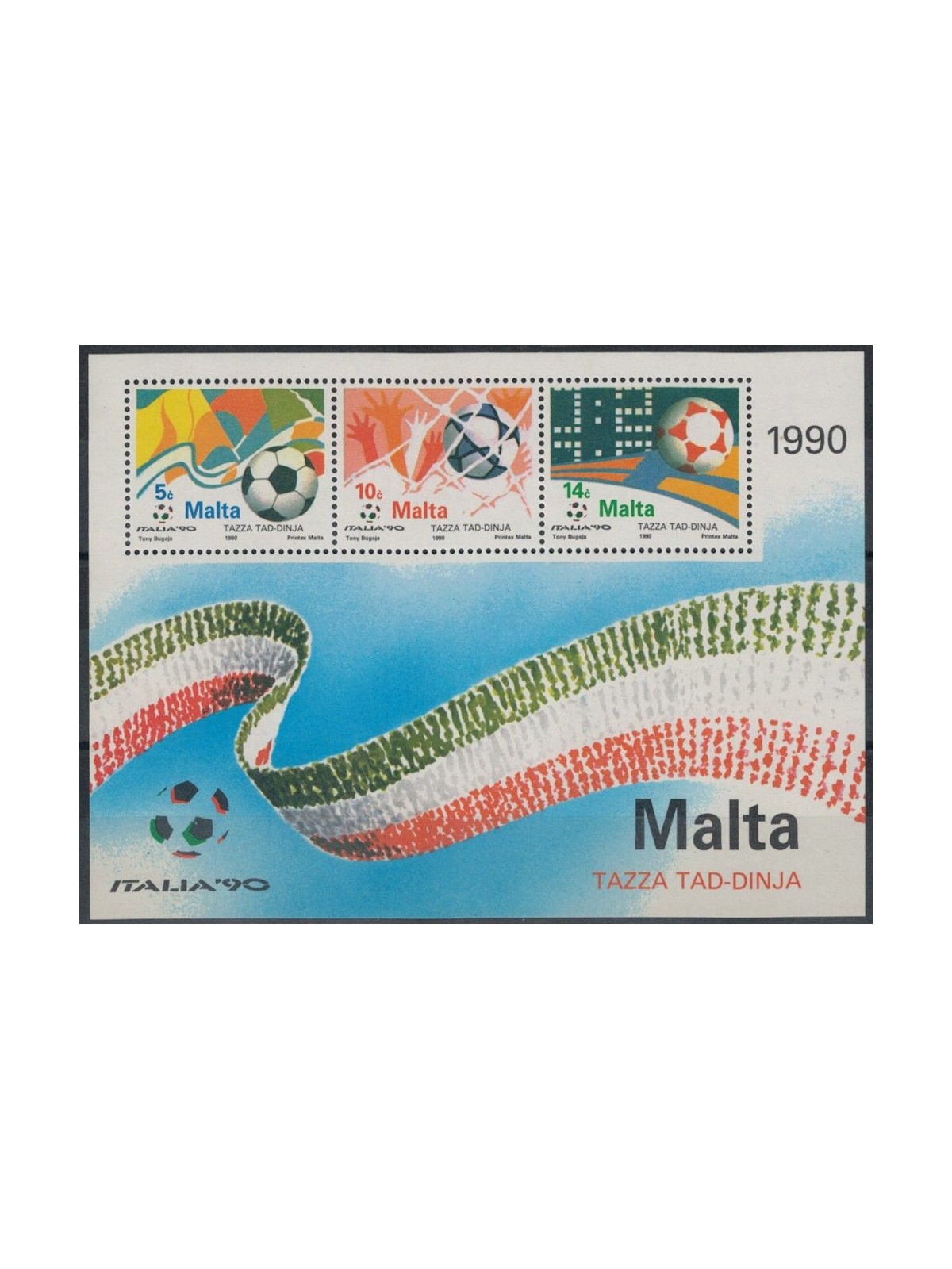 MALTA 1990 Coppa del mondo di calcio BF MNH**