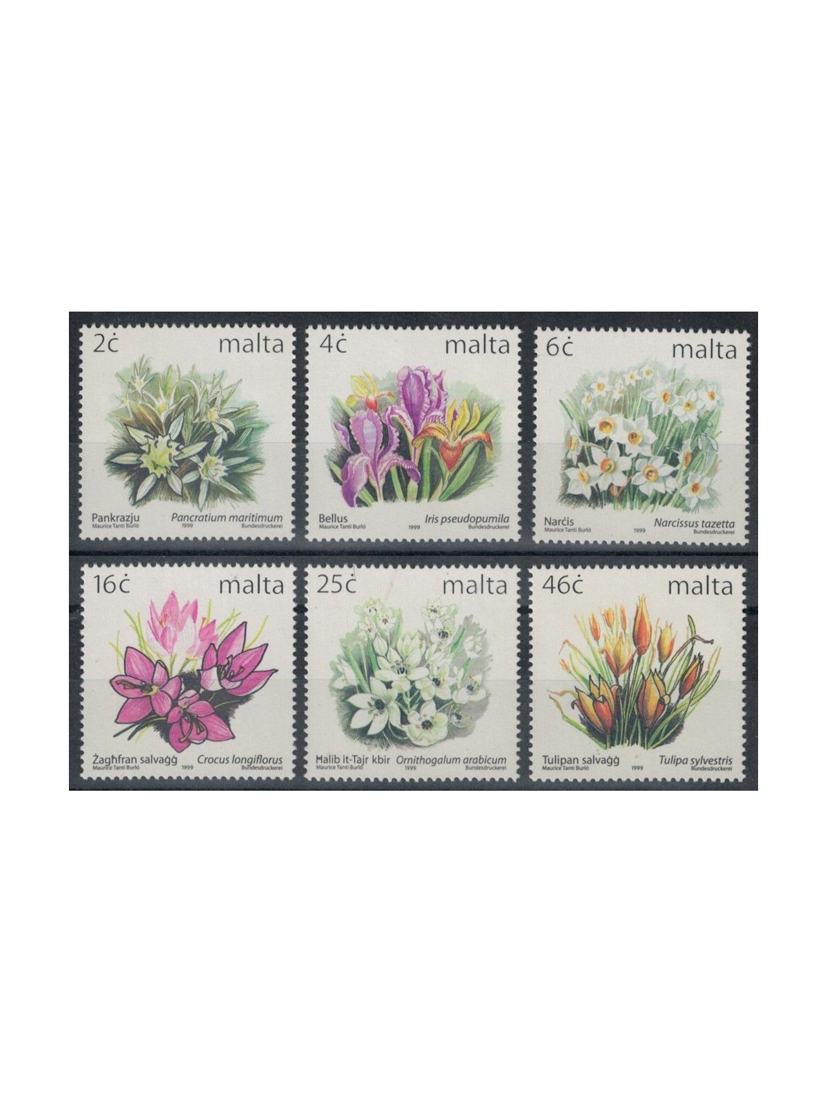 MALTA 1999 Flowers, ordinary set 6v MNH**