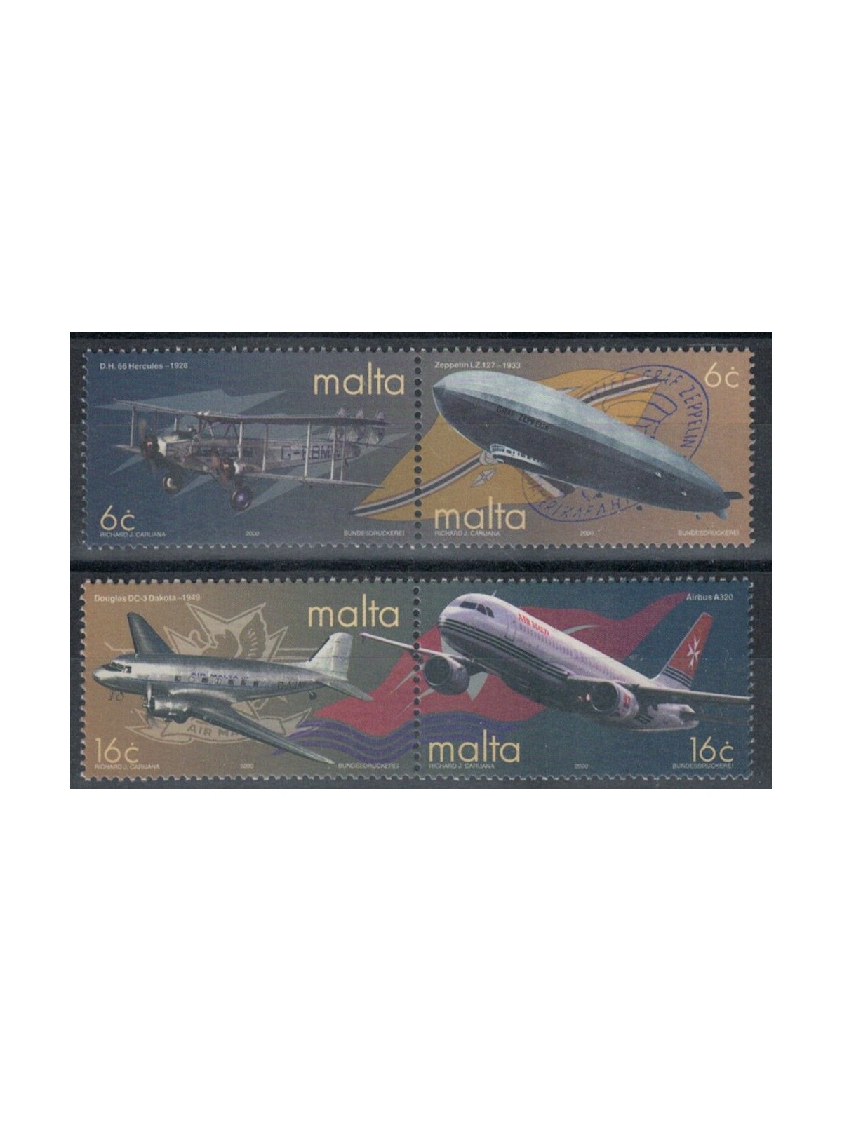 MALTA 2000 Trasporto aereo 4v MNH**