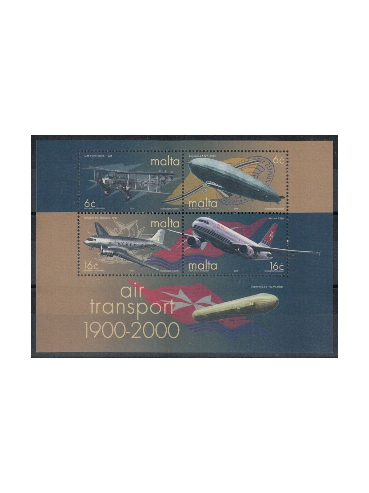 MALTA 2000 Trasporto aereo 4v MNH**