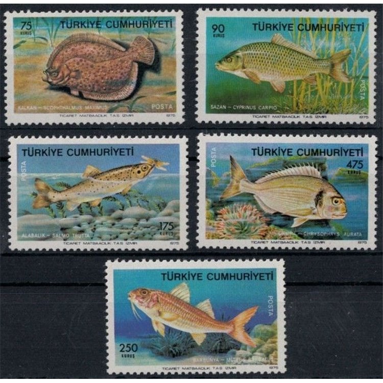 TURKEY 1975 Fish 5v MNH**
